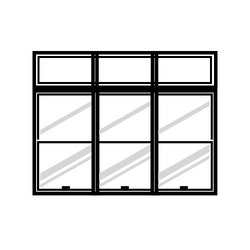 A black and white illustration of three windows.