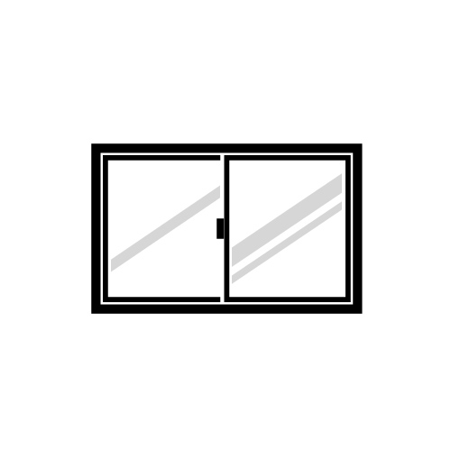 A black and white illustration of an open window.