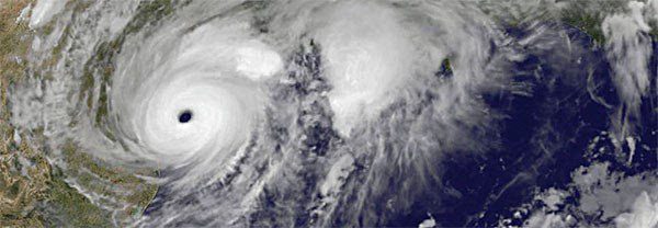 A satellite image of the storm system that is approaching.